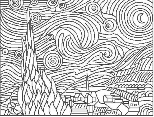 Starry Night coloring page