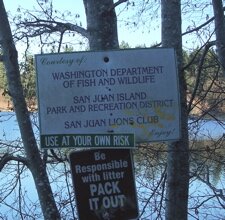 Sign at Egg Lake, San Juan Island.