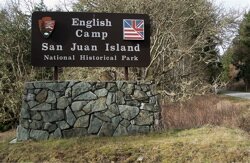 English Camp Historical Park entrance sign, San Juan Island.