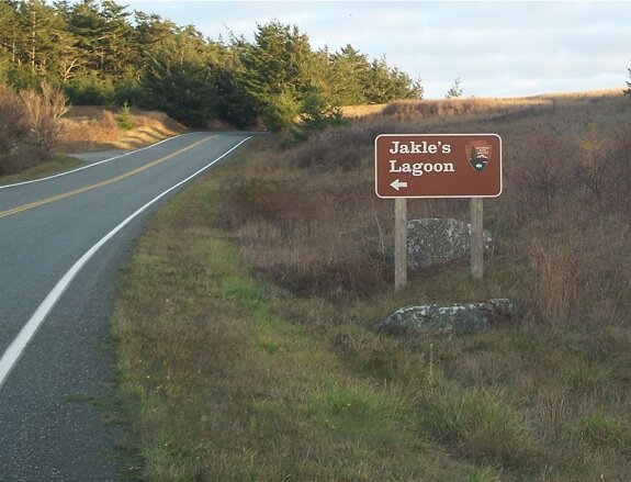 Jakle's Lagoon trail entrance sign, San Juan Island.
