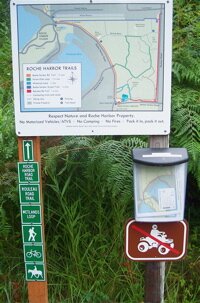 Roche Harbor Trails entrance sign, San Juan Island.